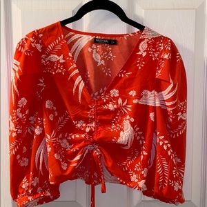 Nasty gal floral blouse crop top.